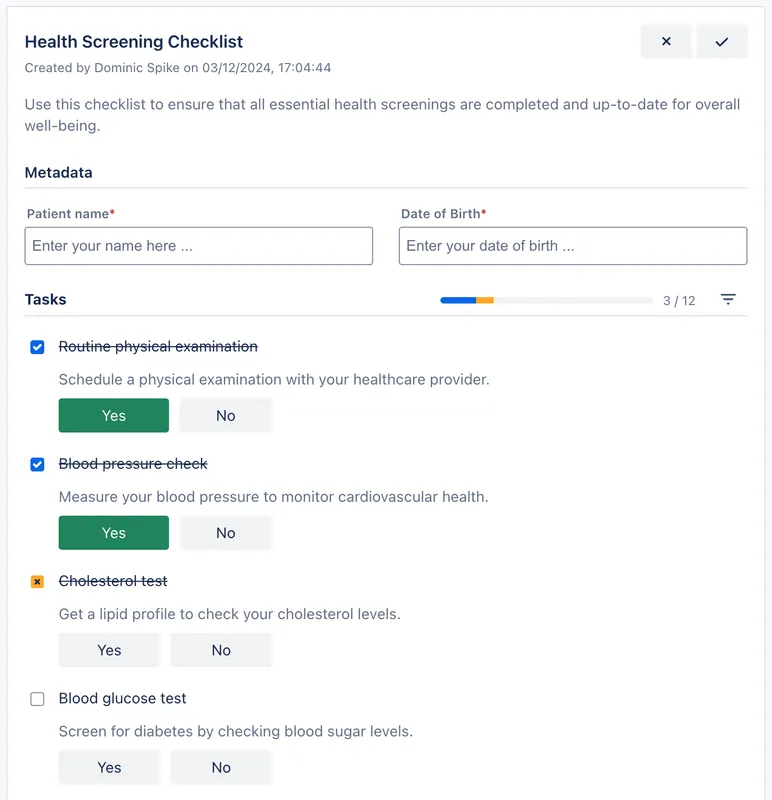 recurring checklists
