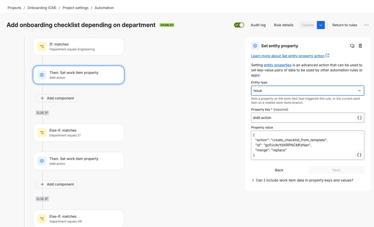 The Didit hub with the copy template button open.