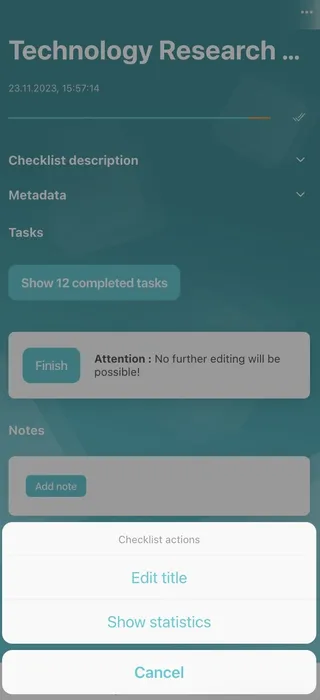 A Didit checklist in the iOS app with the option to edit the title.
