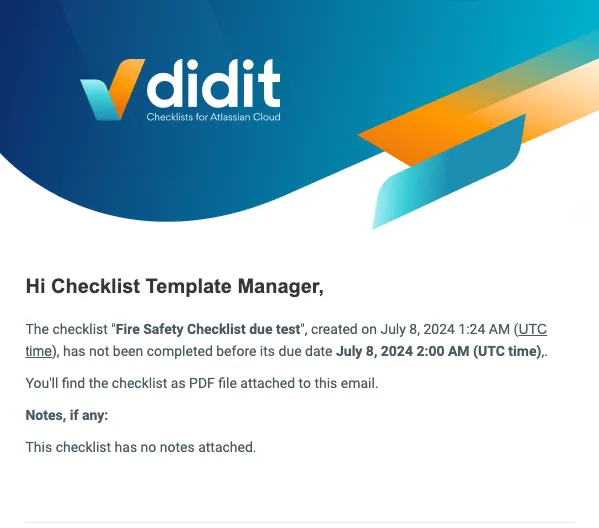The template manager notification when a due date has passed.