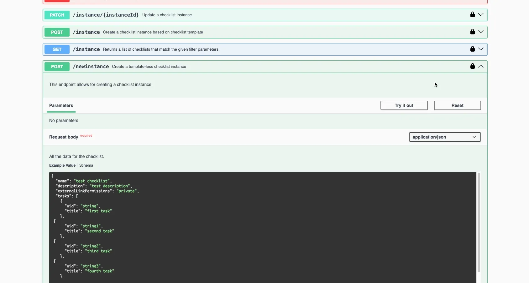 AN example of how to create a checklist without it being based on a template.