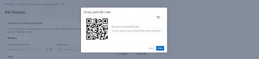 The QR code with Didit to create a new checklist from a template.