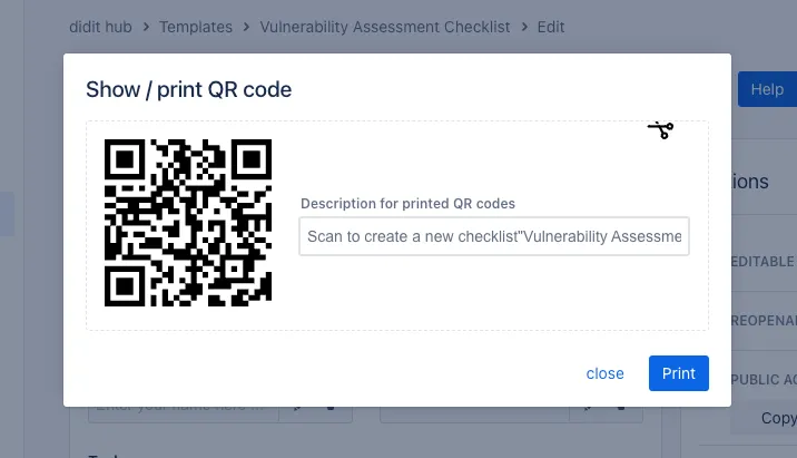 An example of a QR code you can print or just scan to create a Didit checklist