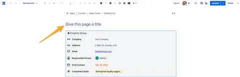 Title Confluence page