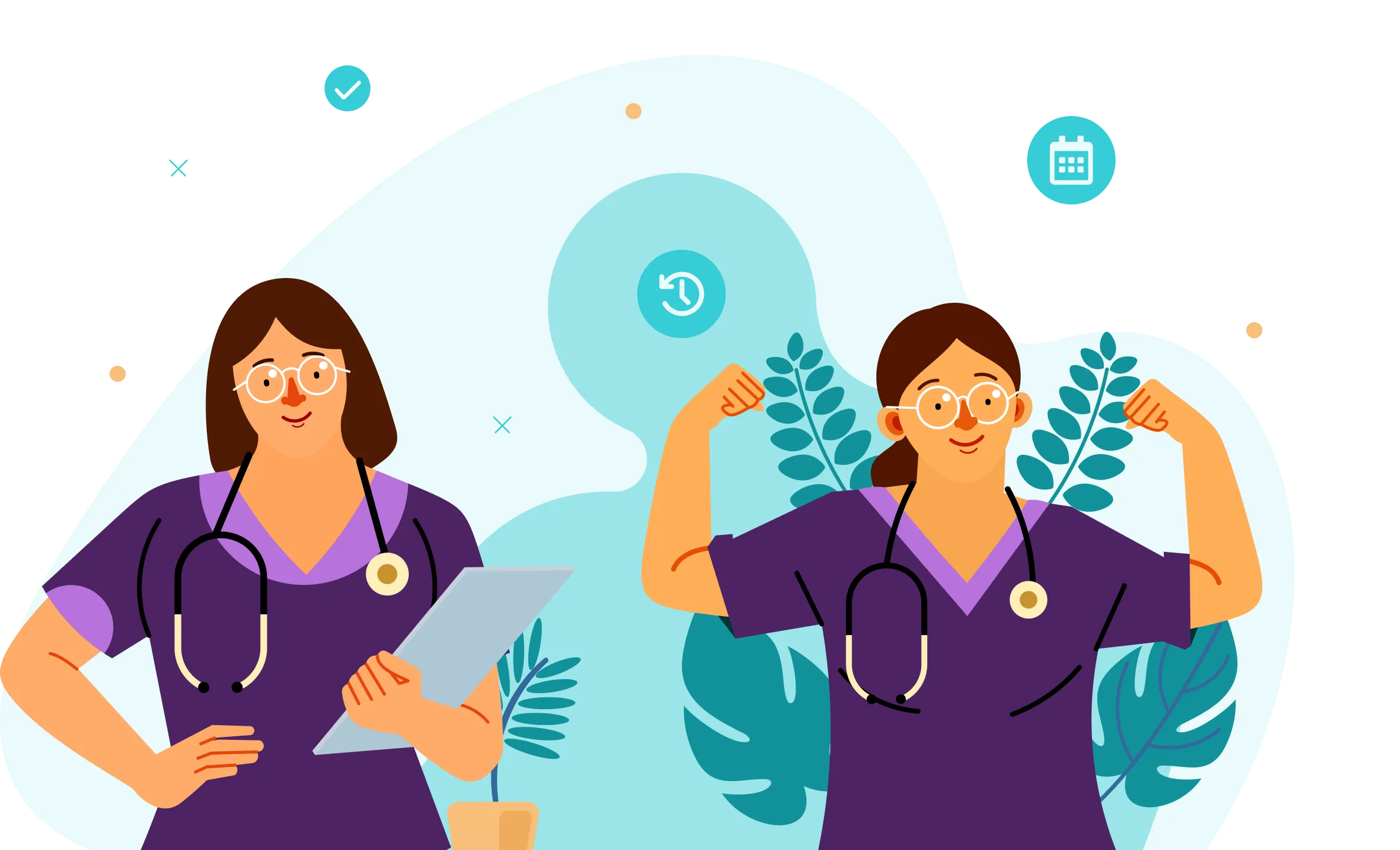 Two animated medical staff.