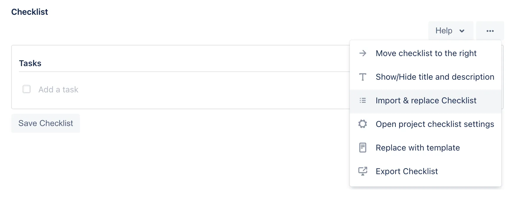 The import & replace checklist button within Didit checklists.