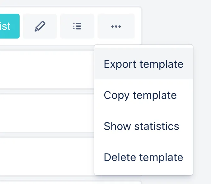The export template button in a Didit checklist template.