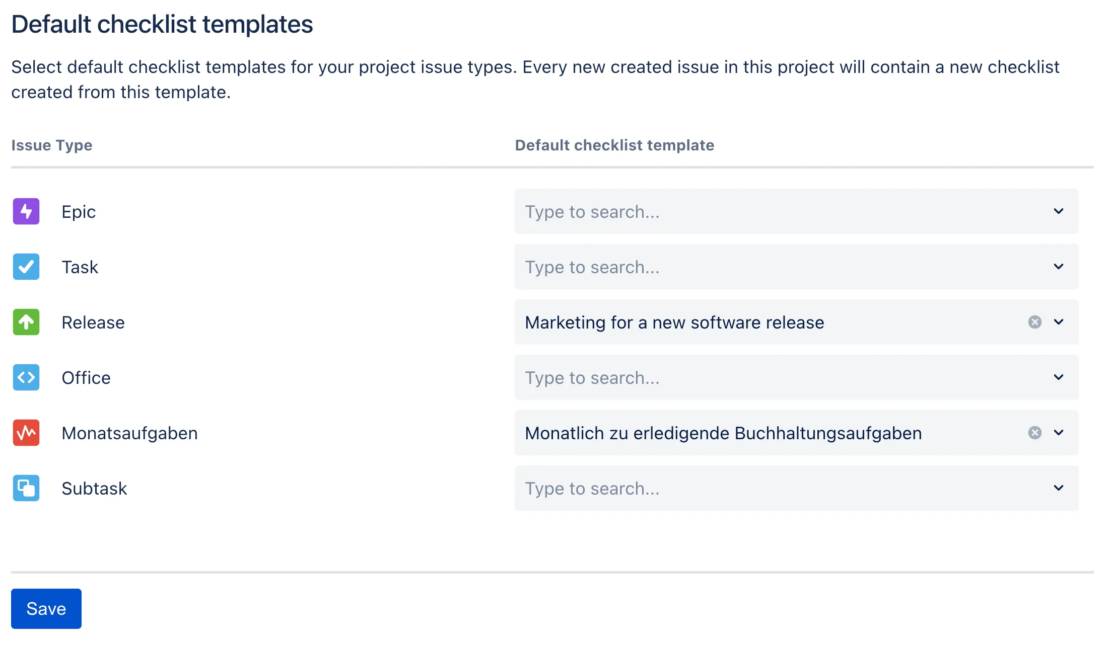 The Didit default checklist project settings.