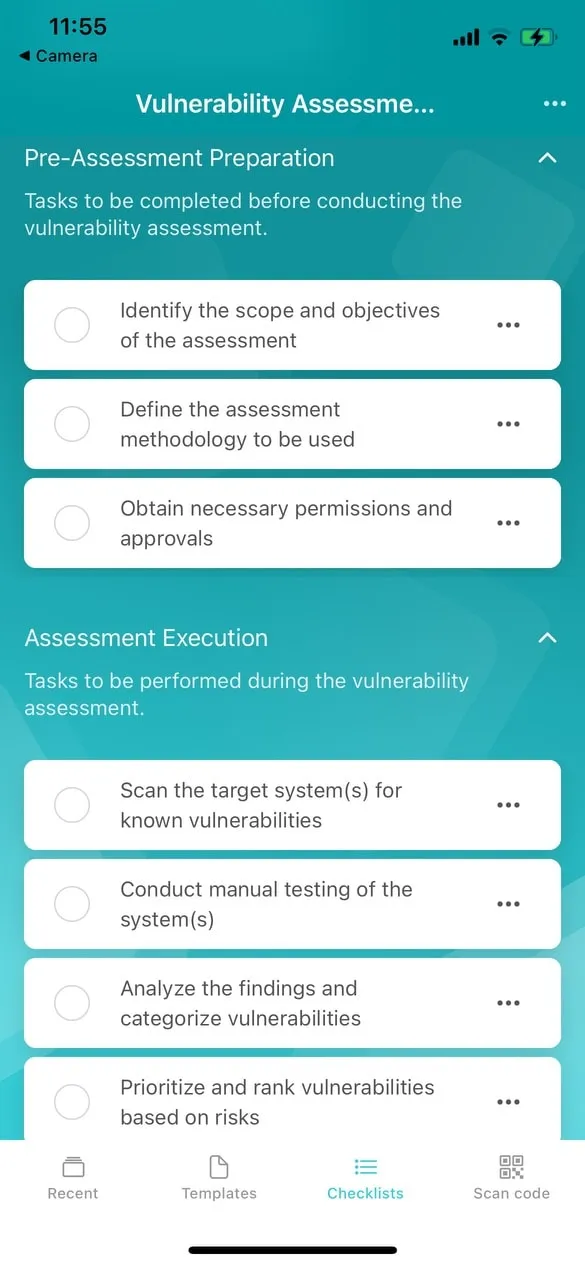 Viewing a public checklist in the mobile app.