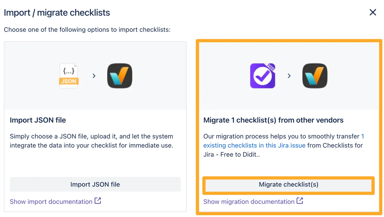 migrate checklist