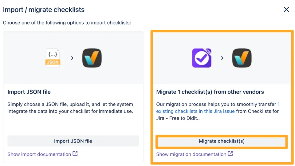 migrate checklist