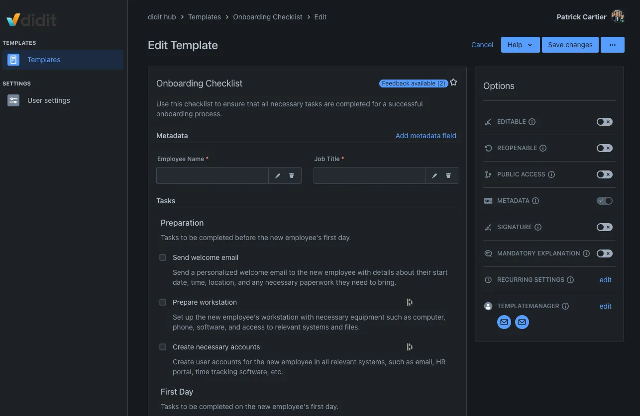 Dark mode in Didit public checklists.