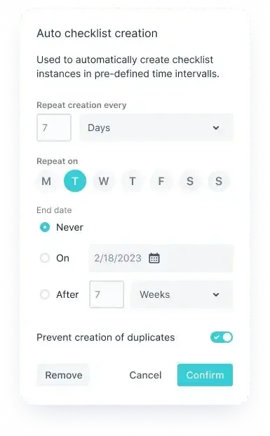 recurring checklists