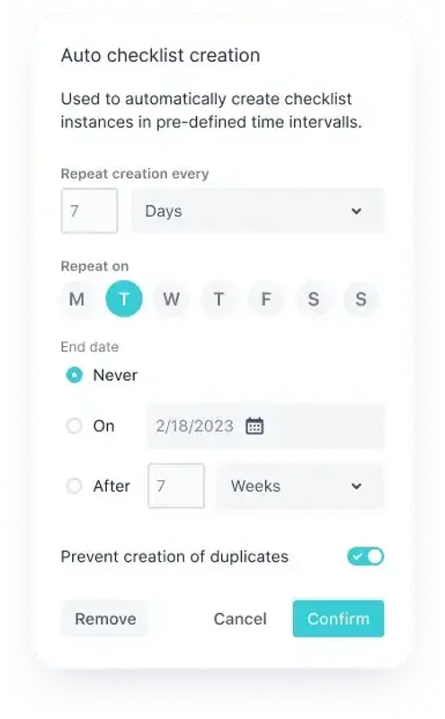 recurring checklists