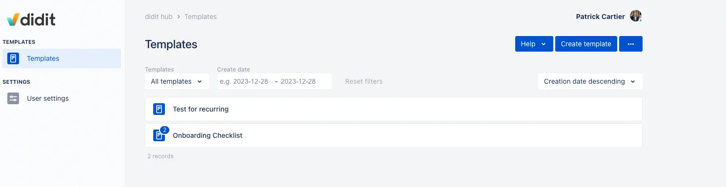 The Didit customer portal.