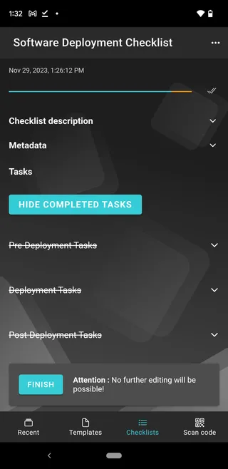 The option to hide completed tasks in the Didit mobile app.