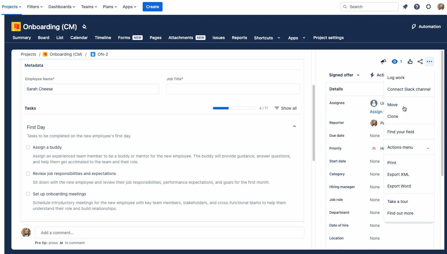 The behavior of a checklist when the Jira issue is cloned